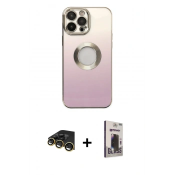 MARSİLYAN™- iPhone 13 Pro Max Kılıf Kutup Yansıma Özel Seri - Siyah Bilvis Hayalet Cam Ekran Koruyucu + Raze Metal Kamera Lens - GD