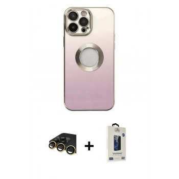 MARSİLYAN™- iPhone 13 Pro Max Kılıf Kutup Yansıma Özel Seri - Siyah Bilvis Hayalet Cam Ekran Koruyucu + Raze Metal Kamera Lens - GD