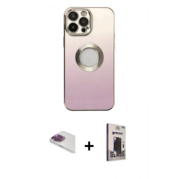 MARSİLYAN™- iPhone 13 Pro Max Kılıf Kutup Yansıma Özel Seri - Siyah Bilvis Hayalet Cam Ekran Koruyucu + Pers Alüminyum Kamera Lens - GI