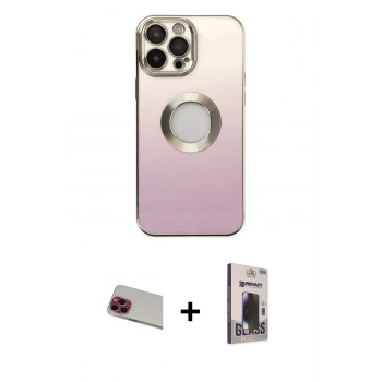 MARSİLYAN™- iPhone 13 Pro Max Kılıf Kutup Yansıma Özel Seri - Siyah Bilvis Hayalet Cam Ekran Koruyucu + Rainbow Kamera Lens Koruma Cam - KI