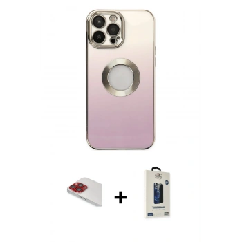 MARSİLYAN™- iPhone 13 Pro Max Kılıf Kutup Yansıma Özel Seri - Siyah Bilvis Hayalet Cam Ekran Koruyucu + Pers Alüminyum Kamera Lens - KI
