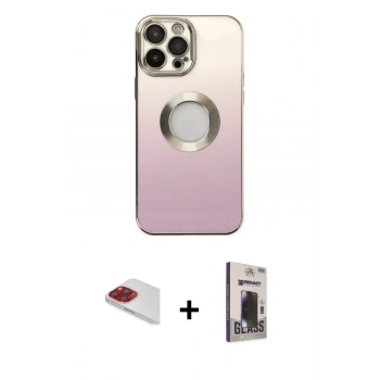 MARSİLYAN™- iPhone 13 Pro Max Kılıf Kutup Yansıma Özel Seri - Siyah Bilvis Hayalet Cam Ekran Koruyucu + Pers Alüminyum Kamera Lens - KI