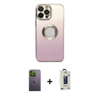 MARSİLYAN™- iPhone 13 Pro Max Kılıf Kutup Yansıma Özel Seri - Siyah Bilvis Hayalet Cam Ekran Koruyucu + Neon Fosforlu Kamera Lens - YL