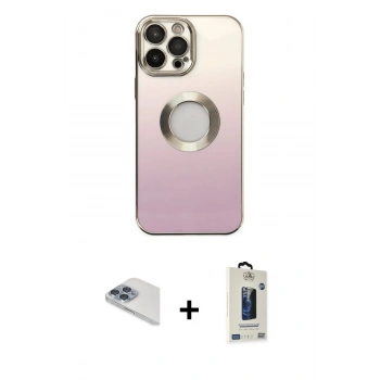 MARSİLYAN™- iPhone 13 Pro Max Kılıf Kutup Yansıma Özel Seri - Siyah Bilvis Hayalet Cam Ekran Koruyucu + Pers Alüminyum Kamera Lens - SABE