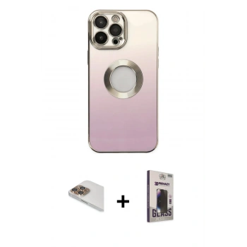 MARSİLYAN™- iPhone 13 Pro Max Kılıf Kutup Yansıma Özel Seri - Siyah Bilvis Hayalet Cam Ekran Koruyucu + Pers Alüminyum Kamera Lens - GD