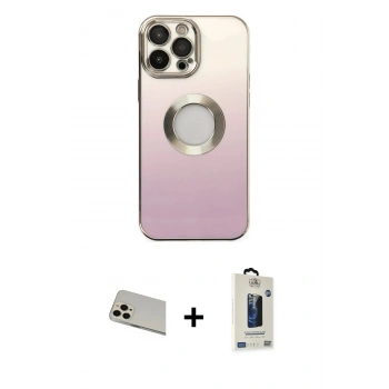 MARSİLYAN™- iPhone 13 Pro Max Kılıf Kutup Yansıma Özel Seri - Siyah Bilvis Hayalet Cam Ekran Koruyucu + Rainbow Kamera Lens Koruma Cam - REGD