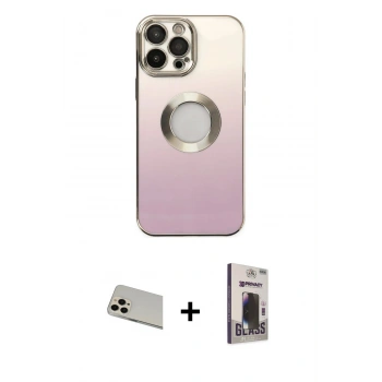 MARSİLYAN™- iPhone 13 Pro Max Kılıf Kutup Yansıma Özel Seri - Siyah Bilvis Hayalet Cam Ekran Koruyucu + Rainbow Kamera Lens Koruma Cam - REGD