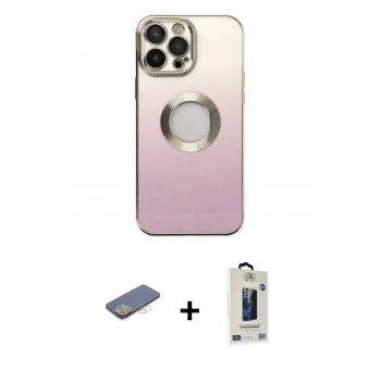 MARSİLYAN™- iPhone 13 Pro Max Kılıf Kutup Yansıma Özel Seri - Siyah Bilvis Hayalet Cam Ekran Koruyucu + Renkli Kamera Lens Koruma Cam - SI