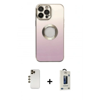 MARSİLYAN™- iPhone 13 Pro Max Kılıf Kutup Yansıma Özel Seri - Siyah Bilvis Hayalet Cam Ekran Koruyucu + Shine Kamera Lens - GD