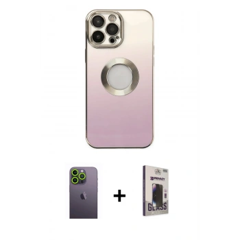 MARSİLYAN™- iPhone 13 Pro Max Kılıf Kutup Yansıma Özel Seri - Siyah Bilvis Hayalet Cam Ekran Koruyucu + Neon Fosforlu Kamera Lens - YL