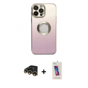 MARSİLYAN™- iPhone 13 Pro Max Kılıf Kutup Yansıma Özel Seri - Siyah Joko 5D Cam + Raze Metal Kamera Lens - GD
