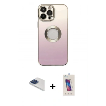 MARSİLYAN™- iPhone 13 Pro Max Kılıf Kutup Yansıma Özel Seri - Siyah Joko 5D Cam + Pers Alüminyum Kamera Lens - LT