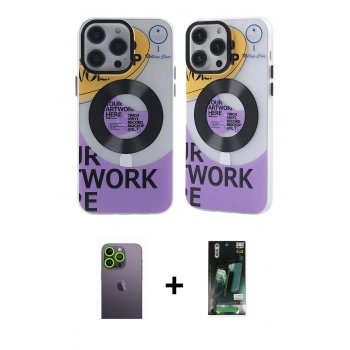 MARSİLYAN™- iPhone 13 Pro Max Kılıf Nova Doku Koleksiyonu - Şeffaf 360 Full Body Arka Koruyucu + Neon Fosforlu Kamera Lens - YL