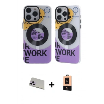 MARSİLYAN™- iPhone 13 Pro Max Kılıf Nova Doku Koleksiyonu - Şeffaf Maxco Cam Ekran Koruyucu + Rainbow Kamera Lens Koruma Cam - MR