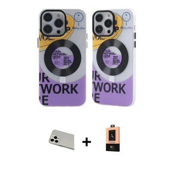 MARSİLYAN™- iPhone 13 Pro Max Kılıf Nova Doku Koleksiyonu - Şeffaf Maxco Cam Ekran Koruyucu + Rainbow Kamera Lens Koruma Cam - BZ