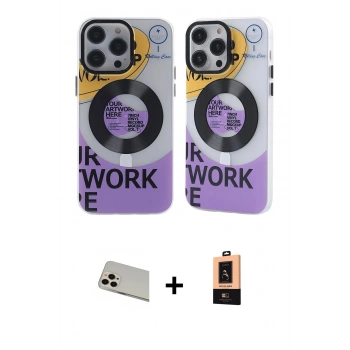 MARSİLYAN™- iPhone 13 Pro Max Kılıf Nova Doku Koleksiyonu - Şeffaf Maxco Cam Ekran Koruyucu + Rainbow Kamera Lens Koruma Cam - REGD