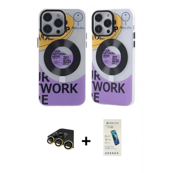 MARSİLYAN™- iPhone 13 Pro Max Kılıf Nova Doku Koleksiyonu - Şeffaf Pasifik Cam Ekran Koruyucu + Raze Metal Kamera Lens - GD