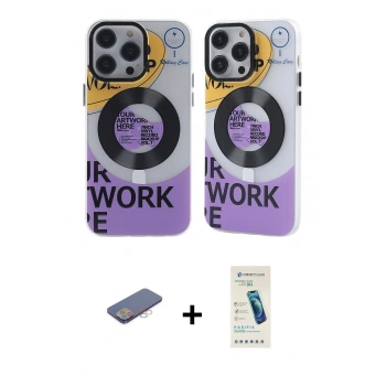 MARSİLYAN™- iPhone 13 Pro Max Kılıf Nova Doku Koleksiyonu - Şeffaf Pasifik Cam Ekran Koruyucu + Renkli Kamera Lens Koruma Cam - PE