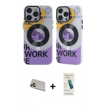 MARSİLYAN™- iPhone 13 Pro Max Kılıf Nova Doku Koleksiyonu - Şeffaf Pasifik Cam Ekran Koruyucu + Rainbow Kamera Lens Koruma Cam - REGD