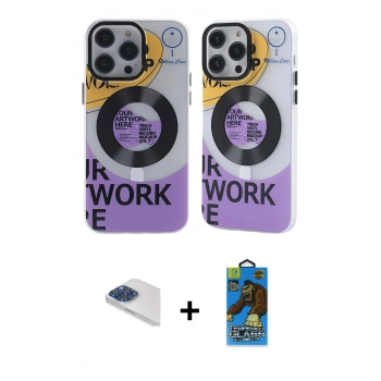 MARSİLYAN™- iPhone 13 Pro Max Kılıf Nova Doku Koleksiyonu - Siyah 18D Cam Ekran Koruyucu + Pers Alüminyum Kamera Lens - LT