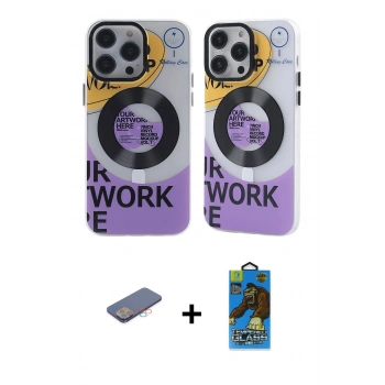 MARSİLYAN™- iPhone 13 Pro Max Kılıf Nova Doku Koleksiyonu - Siyah 18D Cam Ekran Koruyucu + Renkli Kamera Lens Koruma Cam - PE