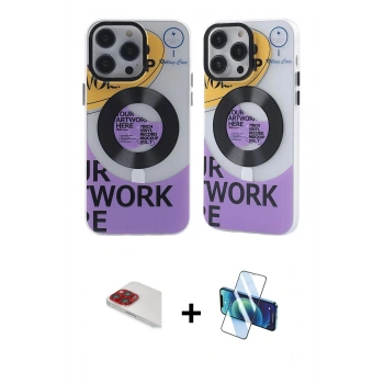 MARSİLYAN™- iPhone 13 Pro Max Kılıf Nova Doku Koleksiyonu - Siyah 3D Antistatik Cam Ekran Koruyucu + Pers Alüminyum Kamera Lens - KI