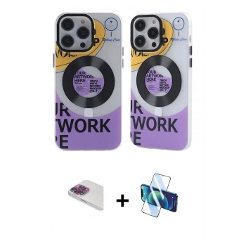 MARSİLYAN™- iPhone 13 Pro Max Kılıf Nova Doku Koleksiyonu - Siyah 3D Antistatik Cam Ekran Koruyucu + Pers Alüminyum Kamera Lens - GI