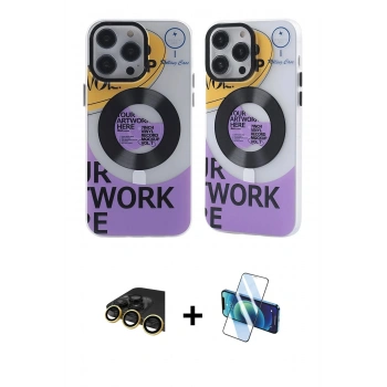 MARSİLYAN™- iPhone 13 Pro Max Kılıf Nova Doku Koleksiyonu - Siyah 3D Antistatik Cam Ekran Koruyucu + Raze Metal Kamera Lens - GD