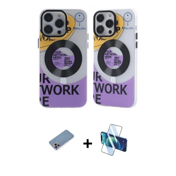 MARSİLYAN™- iPhone 13 Pro Max Kılıf Nova Doku Koleksiyonu - Siyah 3D Antistatik Cam Ekran Koruyucu + Shine Kamera Lens Koruma Cam - PE