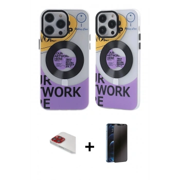 MARSİLYAN™- iPhone 13 Pro Max Kılıf Nova Doku Koleksiyonu - Siyah 3D Antistatik Hayalet Cam Ekran Koruyucu + Pers Alüminyum Kamera Lens - KI