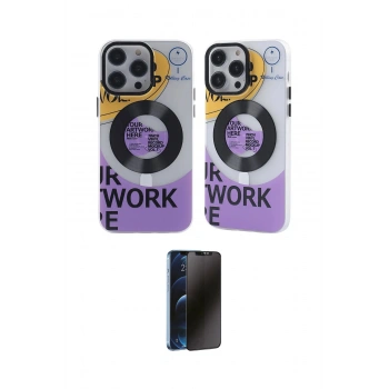 MARSİLYAN™- iPhone 13 Pro Max Kılıf Nova Doku Koleksiyonu - Siyah 3D Antistatik Hayalet Cam Ekran Koruyucu