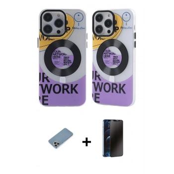 MARSİLYAN™- iPhone 13 Pro Max Kılıf Nova Doku Koleksiyonu - Siyah 3D Antistatik Hayalet Cam Ekran Koruyucu + Shine Kamera Lens Koruma Cam - GI