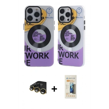 MARSİLYAN™- iPhone 13 Pro Max Kılıf Nova Doku Koleksiyonu - Siyah 6D Mat Seramik Hayalet Nano Ekran Koruyucu + Raze Metal Kamera Lens - GD