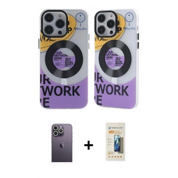 MARSİLYAN™- iPhone 13 Pro Max Kılıf Nova Doku Koleksiyonu - Siyah 6D Mat Seramik Hayalet Nano Ekran Koruyucu + Neon Fosforlu Kamera Lens - BZ