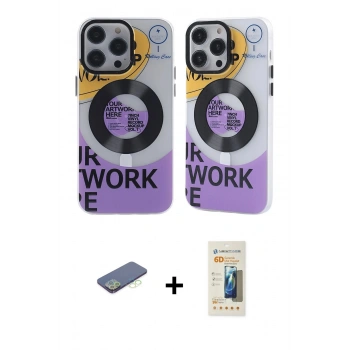MARSİLYAN™- iPhone 13 Pro Max Kılıf Nova Doku Koleksiyonu - Siyah 6D Mat Seramik Hayalet Nano Ekran Koruyucu + Renkli Kamera Lens Koruma Cam - YL