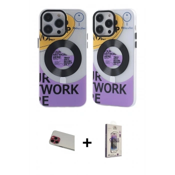 MARSİLYAN™- iPhone 13 Pro Max Kılıf Nova Doku Koleksiyonu - Siyah Bilvis 3D Cam Ekran Koruyucu + Rainbow Kamera Lens Koruma Cam - KI
