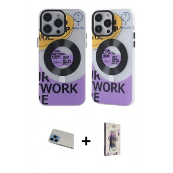 MARSİLYAN™- iPhone 13 Pro Max Kılıf Nova Doku Koleksiyonu - Siyah Bilvis 3D Cam Ekran Koruyucu + Rainbow Kamera Lens Koruma Cam - MI