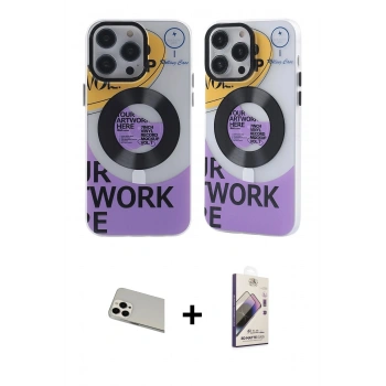 MARSİLYAN™- iPhone 13 Pro Max Kılıf Nova Doku Koleksiyonu - Siyah Bilvis 3D Mat Cam Ekran Koruyucu + Rainbow Kamera Lens Koruma Cam - BZ