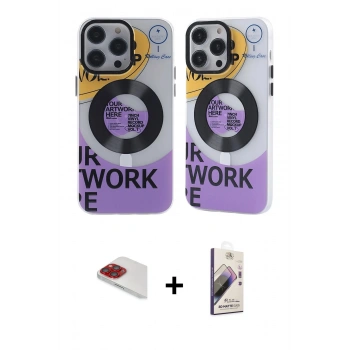 MARSİLYAN™- iPhone 13 Pro Max Kılıf Nova Doku Koleksiyonu - Siyah Bilvis 3D Mat Cam Ekran Koruyucu + Pers Alüminyum Kamera Lens - KI
