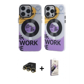 MARSİLYAN™- iPhone 13 Pro Max Kılıf Nova Doku Koleksiyonu - Siyah Bilvis 3D Mat Cam Ekran Koruyucu + Raze Metal Kamera Lens - GD