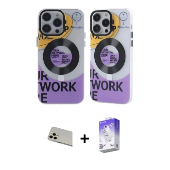 MARSİLYAN™- iPhone 13 Pro Max Kılıf Nova Doku Koleksiyonu - Siyah Bilvis 5in1 3D Magic Cam Ekran Koruyucu + Rainbow Kamera Lens Koruma Cam - REGD
