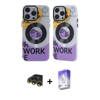 MARSİLYAN™- iPhone 13 Pro Max Kılıf Nova Doku Koleksiyonu - Siyah Bilvis 5in1 3D Magic Cam Ekran Koruyucu + Raze Metal Kamera Lens - GD