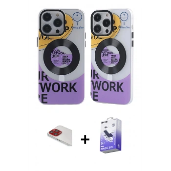 MARSİLYAN™- iPhone 13 Pro Max Kılıf Nova Doku Koleksiyonu - Siyah Bilvis 5in1 5D Magic Hayalet Cam Ekran Koruyucu + Pers Alüminyum Kamera Lens - KI