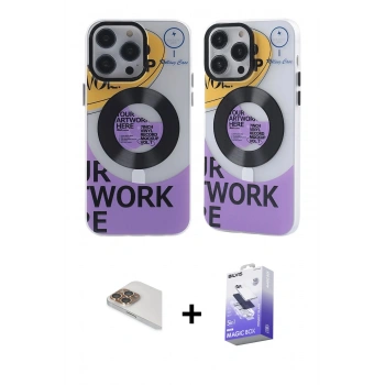 MARSİLYAN™- iPhone 13 Pro Max Kılıf Nova Doku Koleksiyonu - Siyah Bilvis 5in1 5D Magic Hayalet Cam Ekran Koruyucu + Pers Alüminyum Kamera Lens - GD