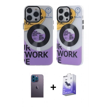 MARSİLYAN™- iPhone 13 Pro Max Kılıf Nova Doku Koleksiyonu - Siyah Bilvis 5in1 5D Magic Hayalet Cam Ekran Koruyucu + Neon Fosforlu Kamera Lens - MI