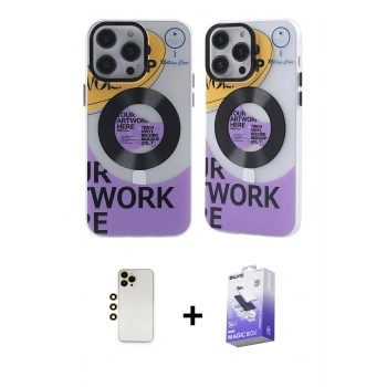 MARSİLYAN™- iPhone 13 Pro Max Kılıf Nova Doku Koleksiyonu - Siyah Bilvis 5in1 5D Magic Hayalet Cam Ekran Koruyucu + Shine Kamera Lens - GD