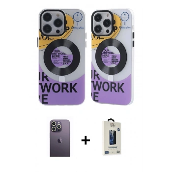 MARSİLYAN™- iPhone 13 Pro Max Kılıf Nova Doku Koleksiyonu - Siyah Bilvis Hayalet Cam Ekran Koruyucu + Neon Fosforlu Kamera Lens - BZ