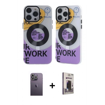 MARSİLYAN™- iPhone 13 Pro Max Kılıf Nova Doku Koleksiyonu - Siyah Bilvis Hayalet Cam Ekran Koruyucu + Neon Fosforlu Kamera Lens - BZ