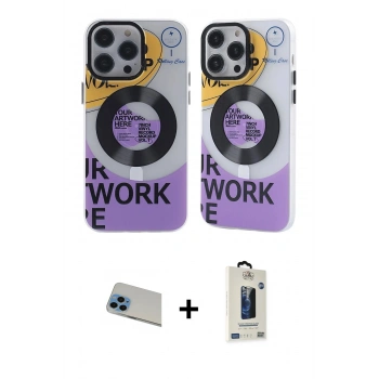 MARSİLYAN™- iPhone 13 Pro Max Kılıf Nova Doku Koleksiyonu - Siyah Bilvis Hayalet Cam Ekran Koruyucu + Rainbow Kamera Lens Koruma Cam - MI