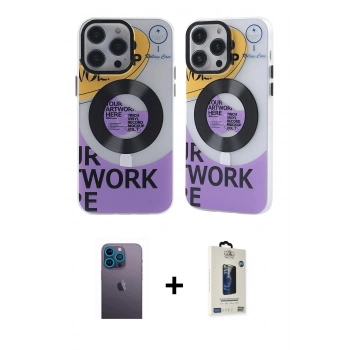 MARSİLYAN™- iPhone 13 Pro Max Kılıf Nova Doku Koleksiyonu - Siyah Bilvis Hayalet Cam Ekran Koruyucu + Neon Fosforlu Kamera Lens - MI